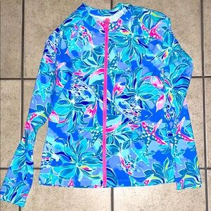 Lilly Pulitzer Blue Floral Zip-Up Jacket excellent condition
